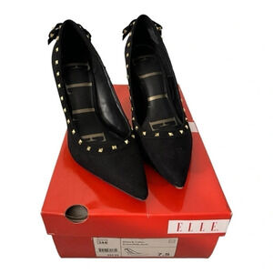 Elle Black Faux Suede Pumps